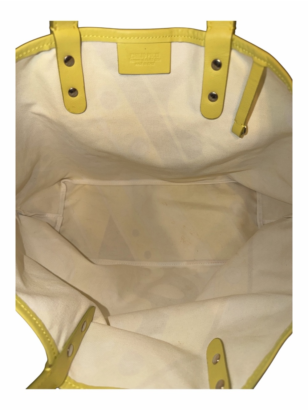 Emilio Pucci Vintage Yellow Abstract Print Coated Canvas Tote Bag - Picture 6 of 6